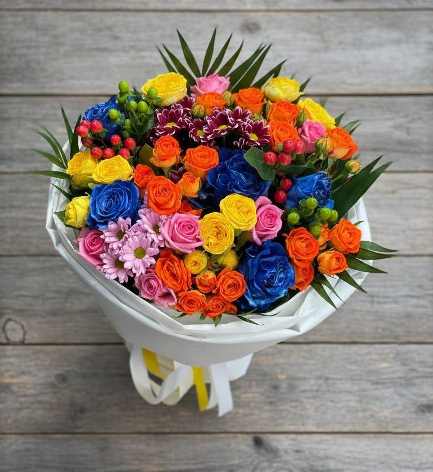 Букет цветов из: Розы и Хризантемы в Кувандыке