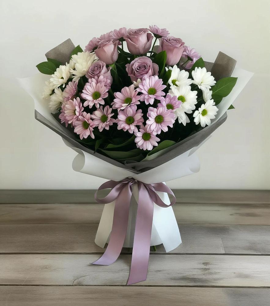 Букет цветов из: Хризантемы и Розы в Кувандыке