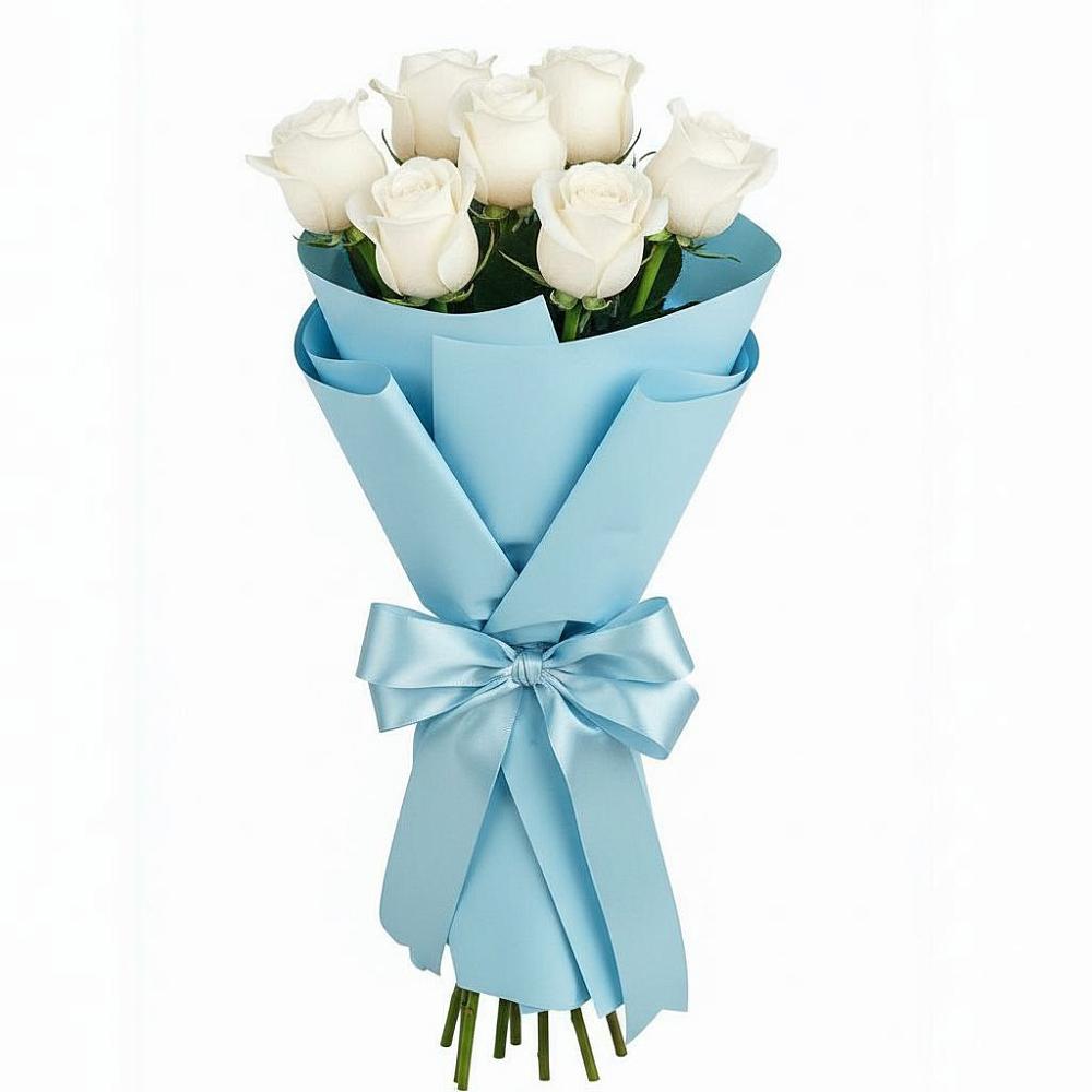 Букет 7 белых роз Проуд в Кувандыке