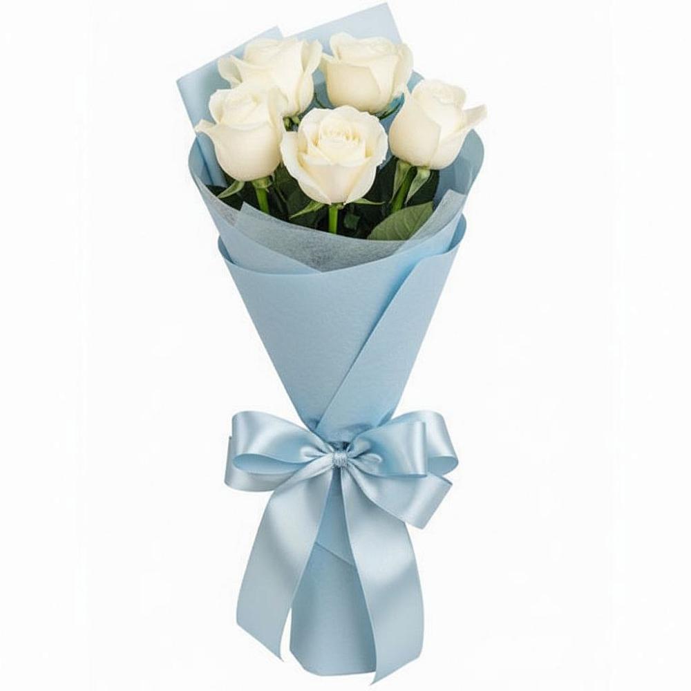 Букет 5 Белых роз Проуд в Кувандыке