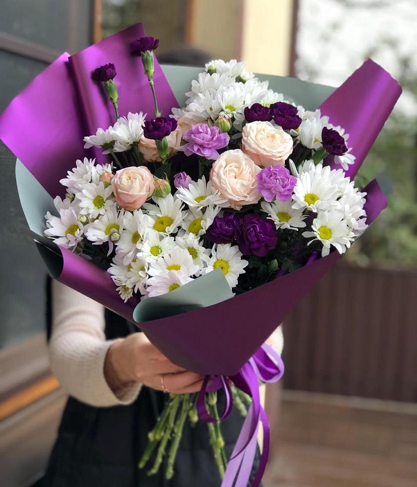 Букет цветов из: Хризантемы, Гвоздики и Розы в Кувандыке