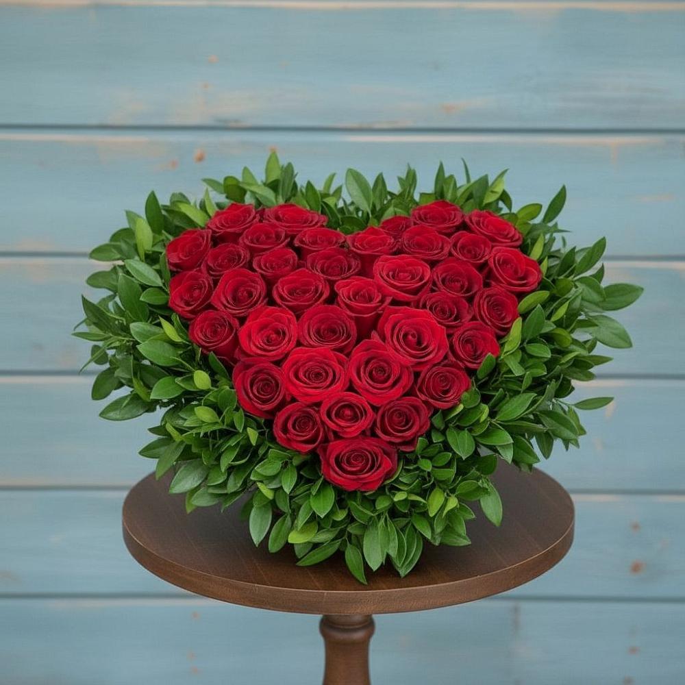 Цветочная композиция из Розы в виде сердца в Кувандыке