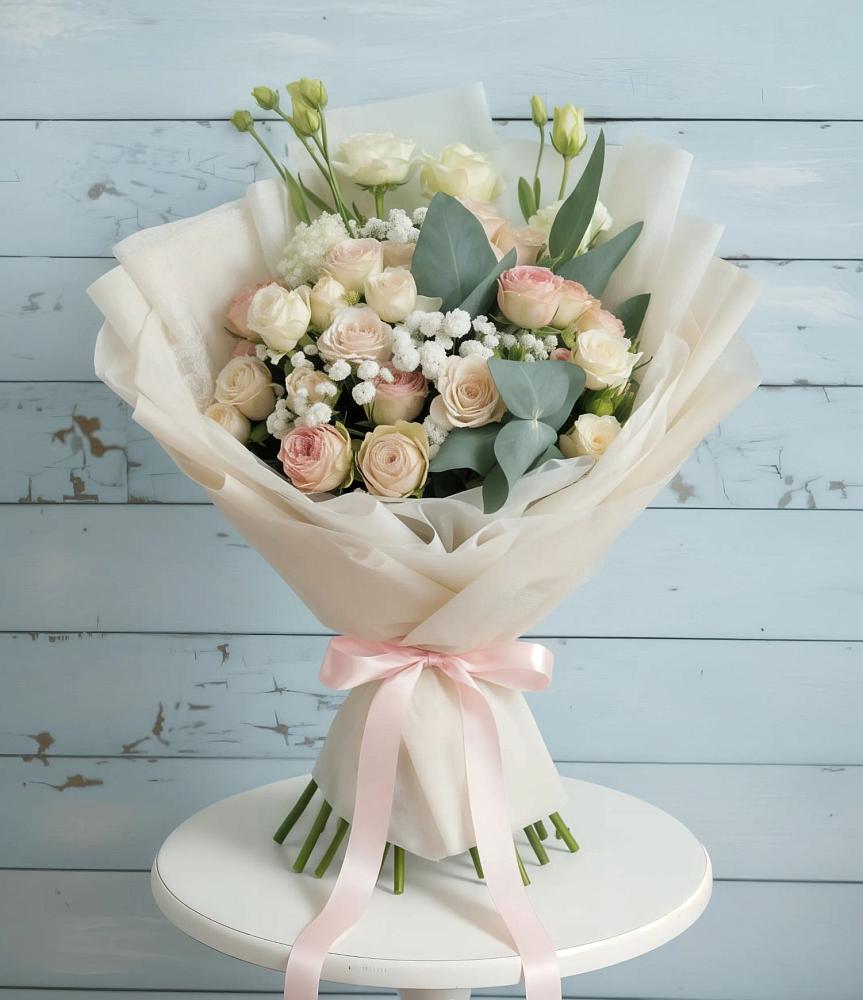 Букет цветов из: Розы и Лизиантусы в Кувандыке