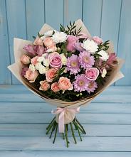 Букет цветов из:  Хризантемы, Розы и Альстромерии в Кувандыке