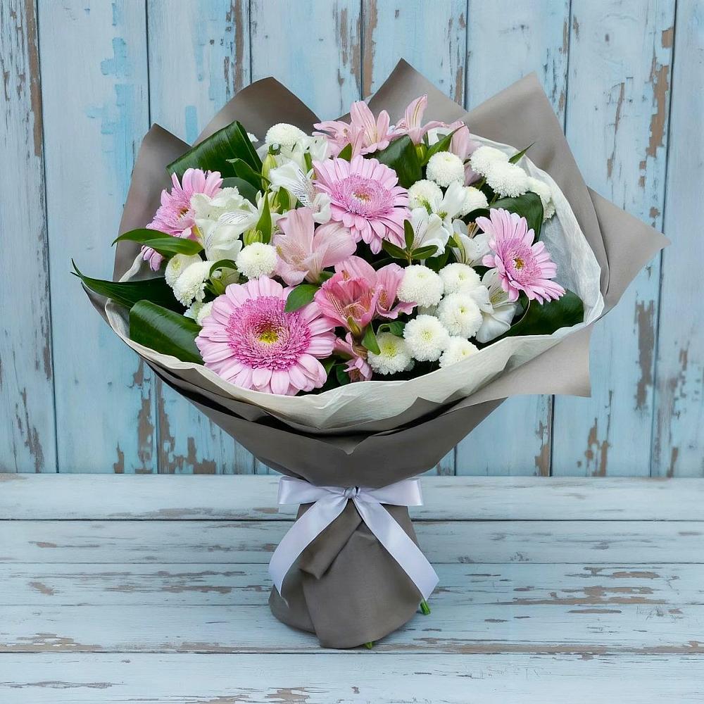 Букет цветов из: Герберы, Альстромерии и Хризантемы в Кувандыке