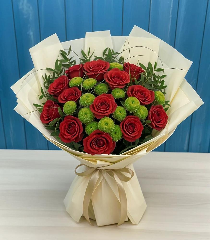 Букет цветов из: Розы и Хризантемы в Кувандыке